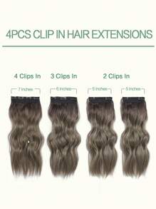 20inch Hair Extensions Clip In 4PCS Wavy Hair Extension Dark Ash Blonde Hair Extensions For Women - Ombre - View 3