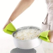 2pcs Silicone Heat Resistant Cooking Grip Gloves & Pot Holders For Kitchen Cooking And Baking - Army Green - View 3
