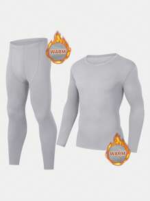 Men's Stylish Leisure Warm Underwear Set For Autumn And Winter, Long Sleeve Top And Long Johns