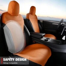 1Set Car Seat Covers Cushions Fit For 2017-2023 Tesla 3  V2 Style Front + Second Row Breathable Easy Clean Suede Leather Driver Seat Cushion Protector Cover Car Interior Accessories For Women Men - 橘色 - 查看 3