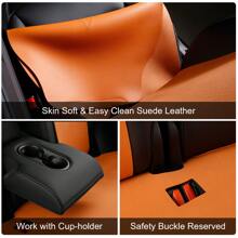 1Set Car Seat Covers Cushions Fit For 2017-2023 Tesla 3  V2 Style Front + Second Row Breathable Easy Clean Suede Leather Driver Seat Cushion Protector Cover Car Interior Accessories For Women Men - 橘色 - 查看 6