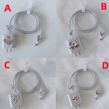 5pcs Silver Rhinestone Heart/Bow Design 20w Charger Protective Case - Silver - View 2
