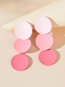 Round Drop Earrings - Baby Pink - View 1