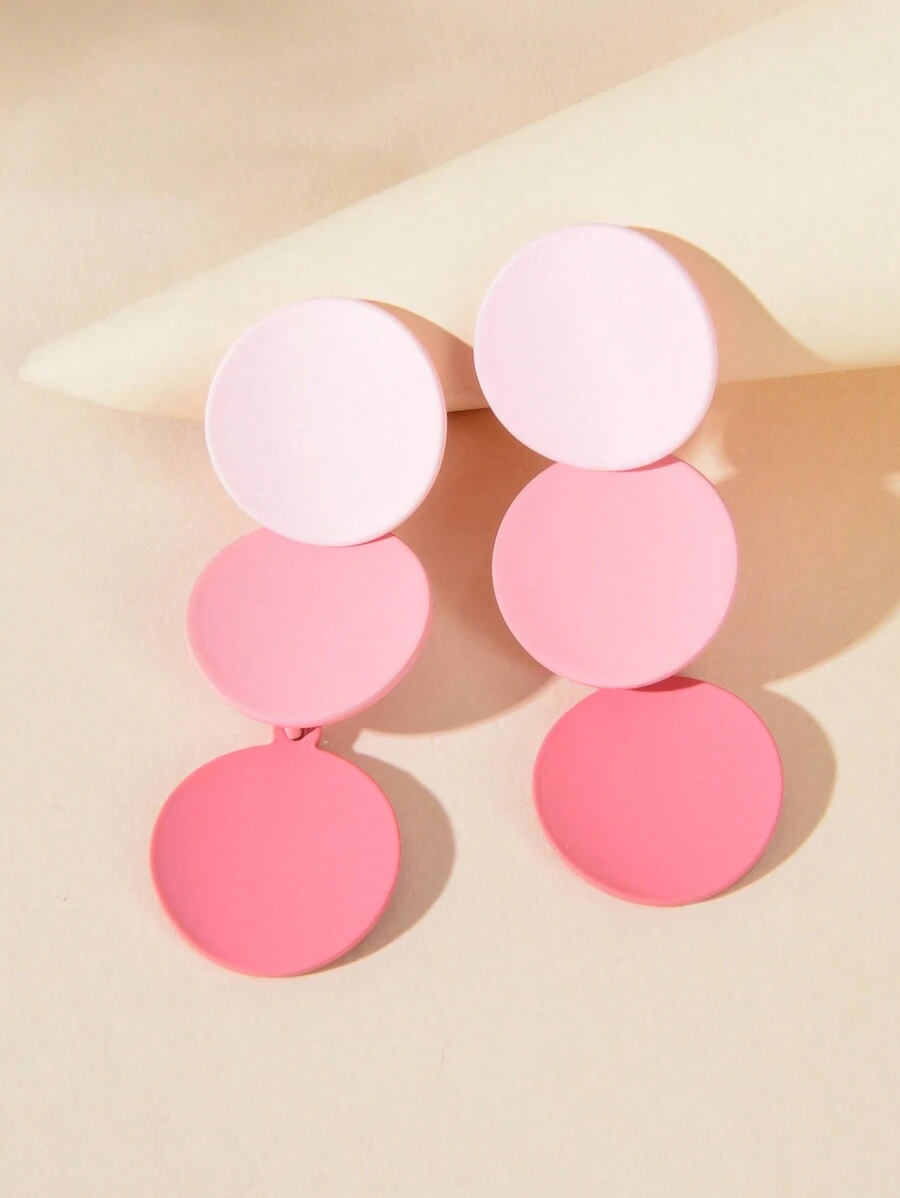 Round Drop Earrings - Baby Pink - View 1