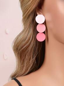 Round Drop Earrings - Baby Pink - View 2