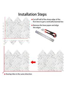 Herringbone Tiles Peel And Stick Backsplash, Stick On Tiles Kitchen Backsplash (Thicker Design) - Multicolor - View 5