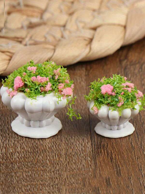 1set Miniature Green Plant Bonsai Flower Pots - Perfect Dollhouse Furniture Accessories