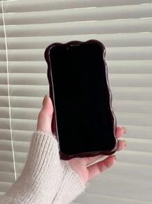 Burgundy 1PC Ins Style Meteorite Textured Anti-Fall Tpu Phone Case Compatible With IPhone Waterproof Shockproof Scratch Resistant - Burgundy - View 7