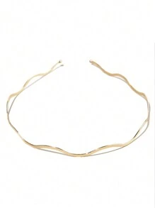1 pieza Aro metálico ondulado para el cabello, diadema de mujer simple y versátil para lavarse la cara, diadema de metal sólido para maquillaje, máscara, diadema, diadema, aro para el cabello