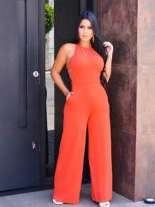 MACACÃO PANTALONA DETALHE LATERAL LINHA PREMIUN ESTILO FESTA - Laranja Queimado - Visão 2