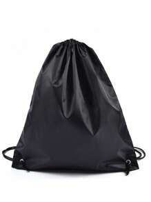 Black Portable Sports Bag, Drawstring Riding Backpack, Gym Shoes Bag, Clothes Backpacks