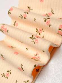 年輕女孩花卉印花秋裝睡衣套裝，帶蕾絲細節，適用於春秋季節 - 米色 - 查看 9