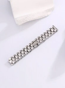 1條簡約不鏽鋼皇冠細節手鍊 - 銀色 - 查看 2