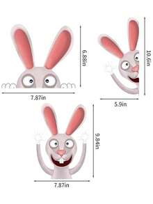 3 Hojas Pegatina De Esteras Para Ventanas, Divertidas Pegatinas Para Ventanas De Doble Cara Con Conejito Para La Decoración De Fiestas En El Hogar - Multicolor - Ver 2