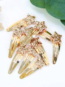 1 bộ/10 cái Phối màu Kích thước nhỏ Sáng bóng Trang trí ngôi sao Kẹp tóc , Mạ vàng Hình giọt nước BB Pins , Tiệc sinh nhật , Mặc hàng ngày Dành cho Cô gái Với Ánh sáng Nâu Bên Tóc mái - Màu Khaki - Xem 8