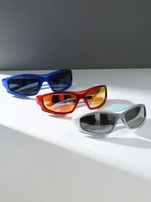 Gafas de moda de estilo deportivo Y2K con marco de PC envuelto en múltiples colores, adecuadas para actividades al aire libre, fiestas, conducir, festivales de música, accesorios para sombra de la calle, accesorios de playa para mujeres, para verano, vacaciones en la playa, exterior, viajes - Multicolor - Ver 14