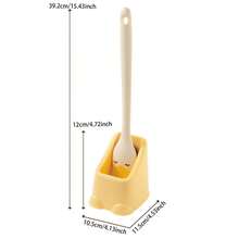 带壁挂式支架的马桶刷，无盲点浴室清洁刷套装，家用无需钻孔 - 黃色 - 查看 5