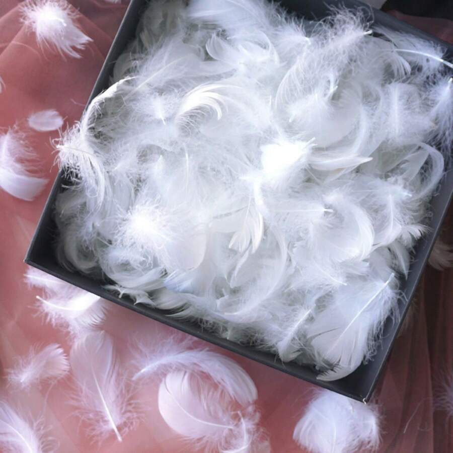 100pcs White Small Feather For Wedding Festival Party Stage Decoration & Gift Box Filling Material