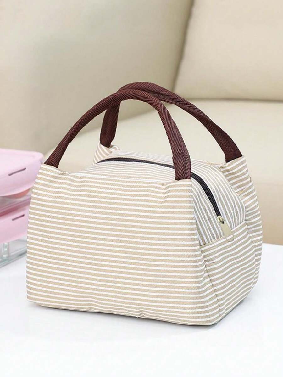 Large Capacity Double Layer Crossbody Lunch Bags Thermal Insulation Picnic Food Beverage Bag Outdoor Ice Bag Travel Storage Bags School Organizer Bags Teacher Storage Bags Classroom Bags Classroom Organizer Bags Insulated Woman Lunch Box Bag For Women Ladies School Supplies Stuff Accessories Bag For School School Accessories School Stuff - Khaki - View 1