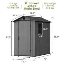 Patiowell 4 Ft X 6 Ft Plastic Shed For Outdoor Storage,Resin Shed With Window For Garden,Backyard,Tool Storage Use - Grey - View 8