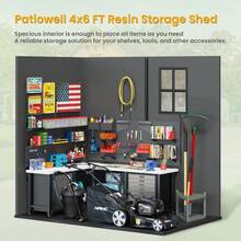 Patiowell 4 Ft X 6 Ft Plastic Shed For Outdoor Storage,Resin Shed With Window For Garden,Backyard,Tool Storage Use - Grey - View 5