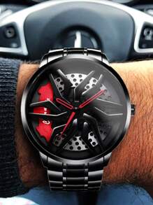 Relógio Esportivo Esportivo De Quartzo Masculino Preto Legal Criativo Com Design De Pinça De Freio De Roda De Carro Para Estudantes