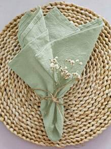 6/12 件现代简约绿色柔软吸水餐厅派对装饰皱纹方形餐巾，适用于餐厅、家居、活动