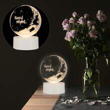 1 Miếng Acrylic 3D Mặt trăng Hoạt hình Đèn ngủ Đối với Phòng ngủ , Bảo vệ mắt Led Đèn ngủ Với USB , Lãng mạn Trang trí Đèn bàn - Trong sáng - Xem 6