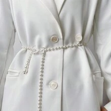 1 Miếng Hình bướm Hợp kim & Trắng Thủ công Trân châu Dây chuyền thắt lưng , Linh hoạt Phụ kiện Đối với phụ nữ - bướm ngọc trai - Xem 1