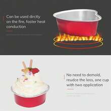 20pcs Valentine's Day Aluminum Foil Cake Heart Shaped Cupcake Cup With Lids Wedding Anniversary Party Bakery - Red - View 8