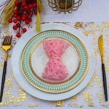 1pc Metallic Hollowed-Out Fish Net Table Runner, Luxuriously Polyester Gold Foil Table Runner For Weddings, Festivals, Parties, Family Gathering - Gold - View 3