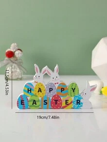 1入木製創意復活節彩蛋兔形桌面裝飾品 - 彩色 - 查看 4