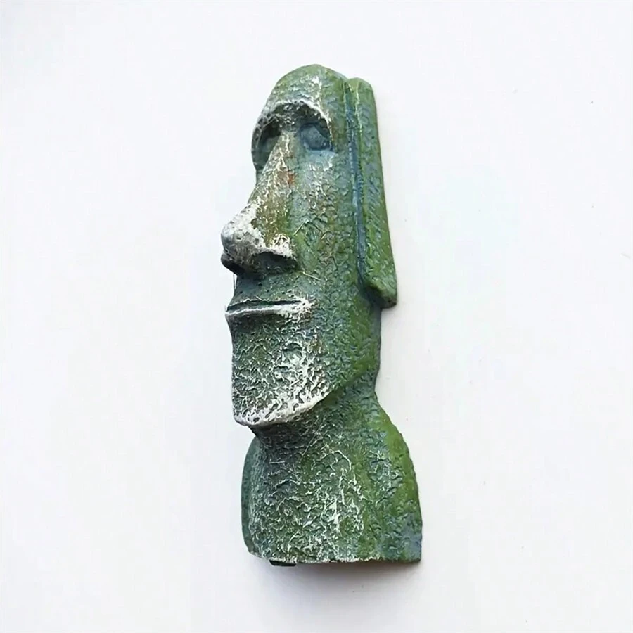 1只手繪磁性冰箱貼紙-世界文化遺產智利復活節島摩艾石雕裝飾工藝品 - 青碧色 - 查看 1