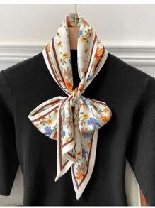 1個女士新款小絲巾，可用作頸巾、頭帶、髮箍、包包裝飾手巾、髮帶、頭帶，是裝扮時尚造型的理想選擇 - 彩色 - 查看 1