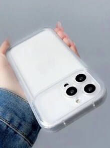 New 2.0mm Thickness Cd Pattern Clear Phone Case With Large Window Compatible With Iphone - Clear - View 4