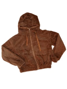 Sudadera de peluche con gorro para mujer - Camel - Ver 2