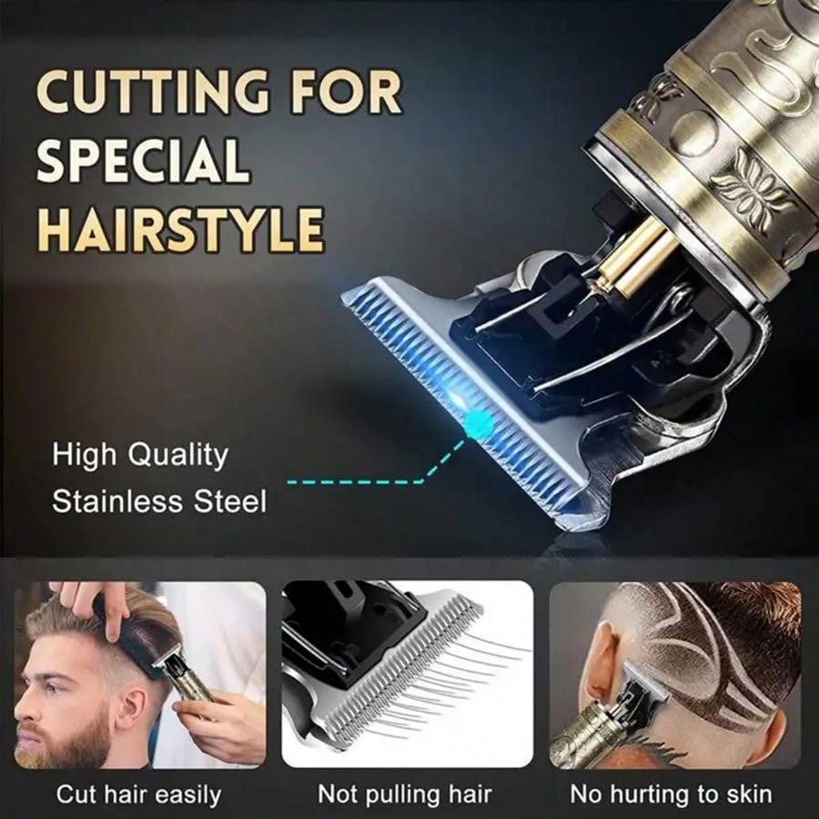 1pc Rechargeable Professional Men's Electric Hair Clipper, Zero Gap