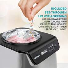Ivation Automatic Ice Cream Maker Machine, No Pre-Freezing Necessary With Built-In Compressor, Stainless Steel Gelato Maker, LCD Screen, Digital Timer, Removable Bowl, Clear Lid, Scoop, Spade, Measuring Cup, Recipe Book Included - Silver - View 5