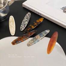 2个复古醋酸发夹，适合女性和女孩，复古时尚边缘夹侧夹鳄鱼夹头饰波西米亚风爪夹发夹发卡，学习用品，发饰 - 彩色 - 查看 3