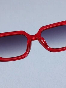 1pc Square Frame Fashion Glasses For Kids Aged 3-14 - Red - View 4
