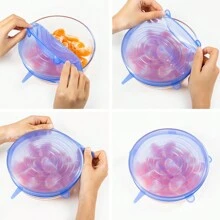 6Pcs Silicone Stretch Lids, Food Bowl Covers, Reusable Food Saving Covers, Stretchable Multifunctional Fruit And Vegetable Fresh-Keeping Cover, Sealed Preservation Cover, Fruit Keeper, Storage Container, Reusable, Kitchen Accessories - View 7