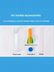 空氣火箭發射器玩具,戶外遊戲禮物科學微型空氣火箭壓力噴射模型,diy材料包創意教學工具發明 - 彩色 - 查看 4