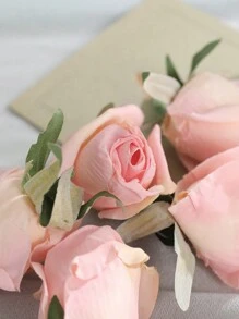 5入組人造淡粉色玫瑰花頭 - 淺粉色 - 查看 3