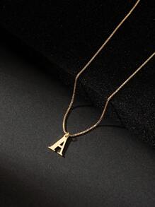 1pc Fashionable Classic Geometric Alphabet Pendant Necklace Metallic Hip-Hop Men's Party Accessory