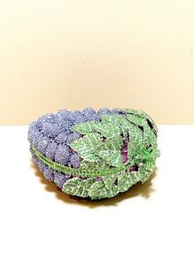 Sparkling, Radiant, Elegant And Exquisite Luxury Designer Crystal Rhinestone Evening Clutch Bag, Handmade Hollow Crystal Grape Shaped Evening Clutch Purse, Elegant Ladies' Party Handbag, Purple Diamond Fruit Shaped Design Handbag, Suitable For Parties, Balls, Galas And Other Occasions, Purple Crystal Rhinestone Evening Bag, Suitable For Party Girls And Ladies, Perfect For Parties, Weddings, Balls, Galas/Banquets, The Best Gift For Her. - Mauve Purple - View 6