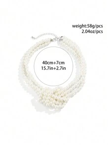1pc Simple And Stylish Faux Pearl Bead Clavicle Necklace, Elegant And Charming Jewelry For Women - Black and White - View 8