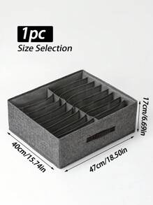 1入組16格衣物收納盒,米色亞麻服裝隔層收納盒,衣物和褲子組織收納箱,適用於臥室和宿舍衣櫥收納組織者,衣櫥抽屜式分層收納籃,有把手 - 灰色 - 查看 2