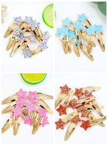 1 bộ/10 cái Phối màu Kích thước nhỏ Sáng bóng Trang trí ngôi sao Kẹp tóc , Mạ vàng Hình giọt nước BB Pins , Tiệc sinh nhật , Mặc hàng ngày Dành cho Cô gái Với Ánh sáng Nâu Bên Tóc mái - Màu Khaki - Xem 1