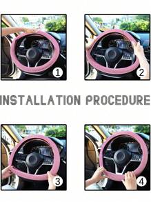 1 chiếc bọc vô lăng xe hơi màu hồng lấp lánh đính đá pha lê, chống trượt, thoáng khí (phù hợp với vô lăng 14.2-15.3 inch), phụ kiện xe hơi màu hồng, phụ kiện xe hơi dành cho nữ - Màu hồng nhạt - Xem 3
