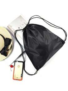 Black Portable Sports Bag, Drawstring Riding Backpack, Gym Shoes Bag, Clothes Backpacks